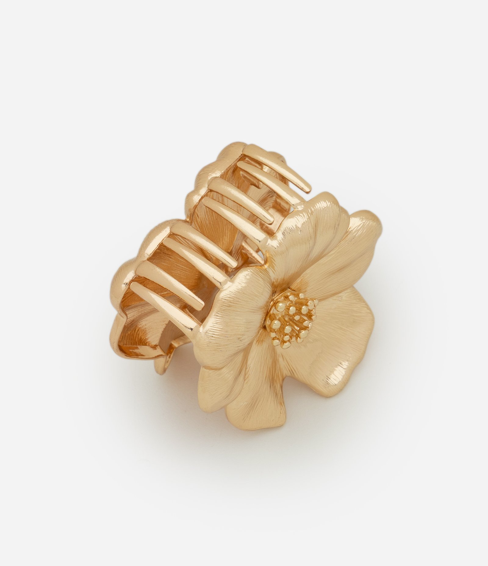 Piranha de Cabelo Metalizada com Formato de Flor Dourado 2