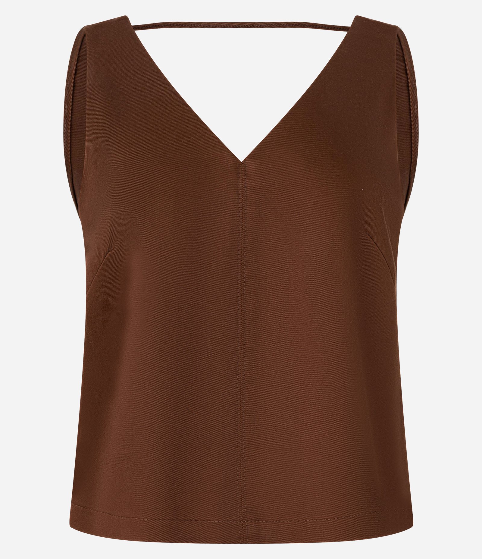 Blusa em Liocel com Decote U e Pregas no Busto Marrom 1