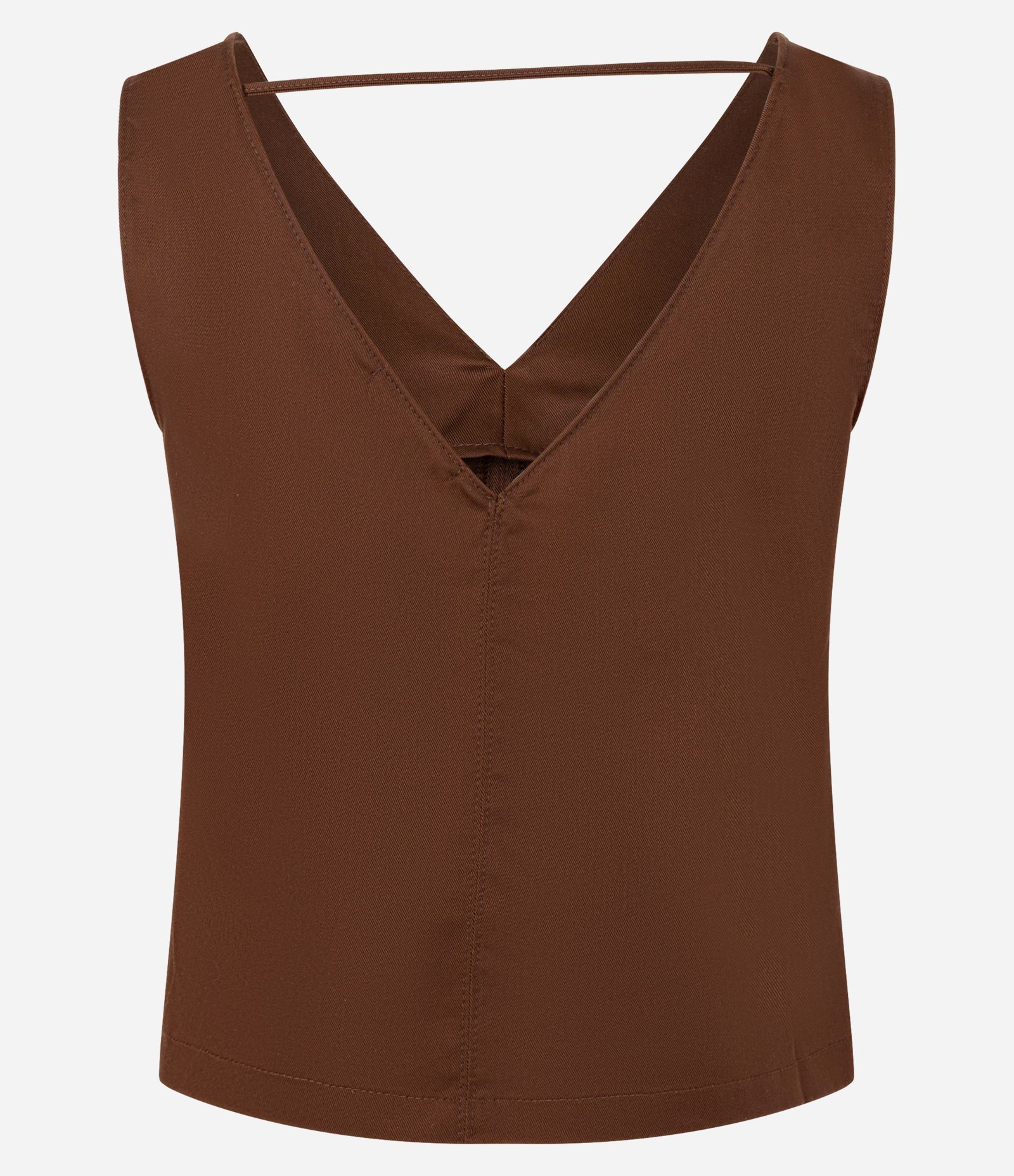 Blusa em Liocel com Decote U e Pregas no Busto Marrom 2