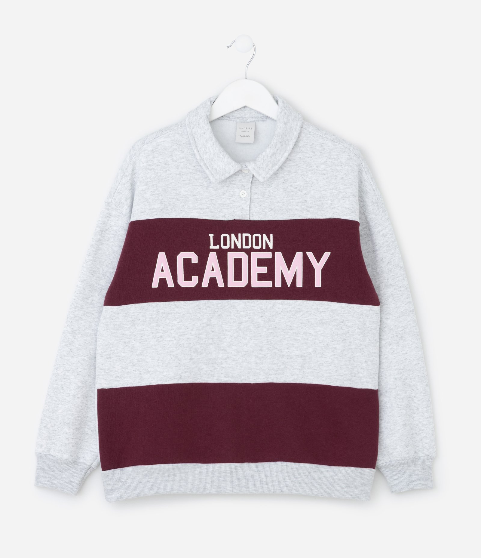 Casaco Infantil com Lettering London Academy – Tam 7 a 16 Anos Cinza 1