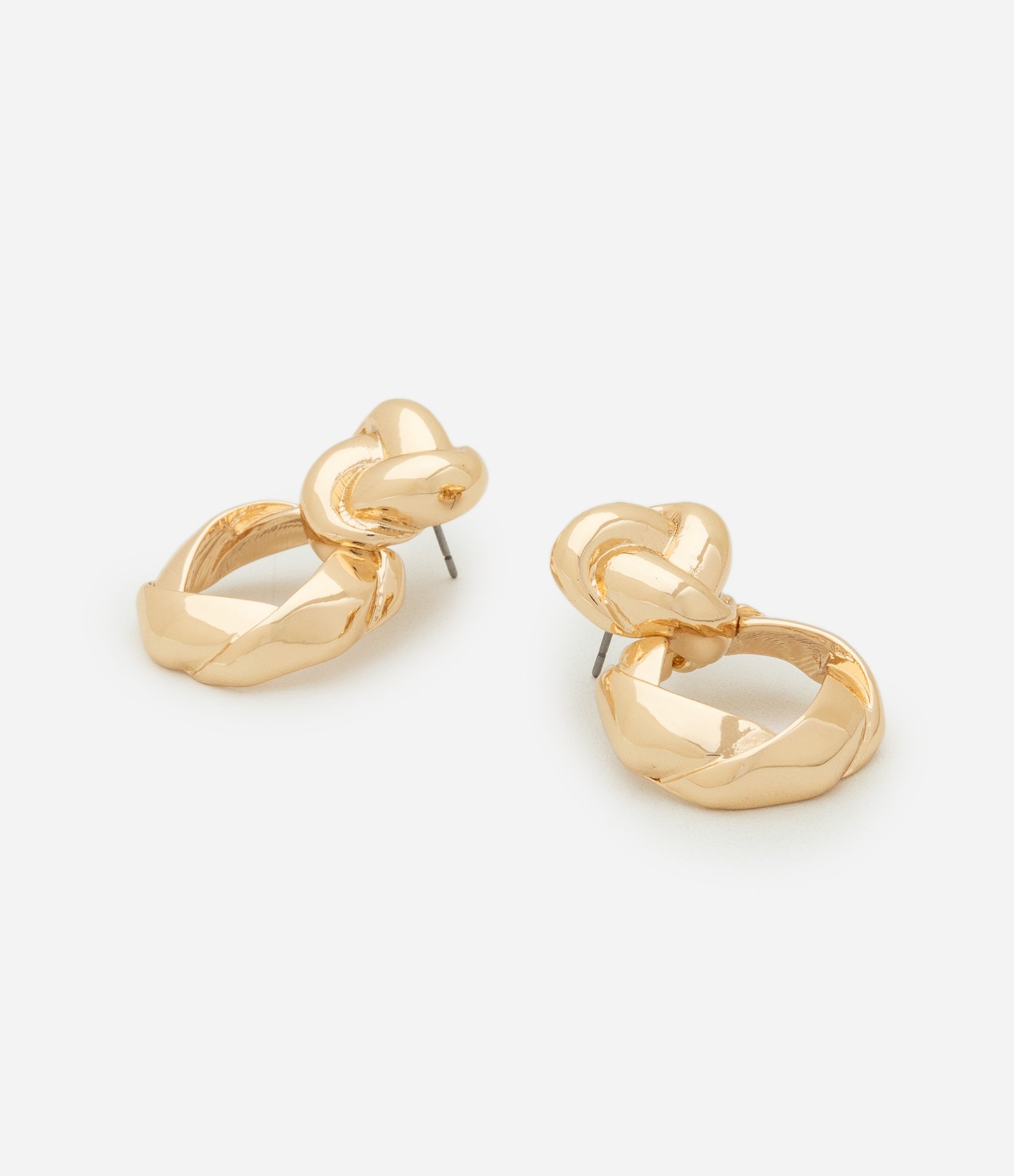 Brinco Metalizado com Nó e Elos Torcidos Dourado 2