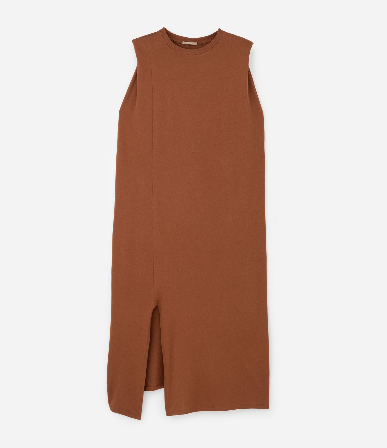 Vestido Muscle Longo em Algodão com Fenda Curve & Plus Size Marrom 1