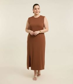 Vestido Muscle Longo em Algodão com Fenda Curve & Plus Size