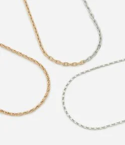 Colar com 03 Camadas em Metal com Correntes