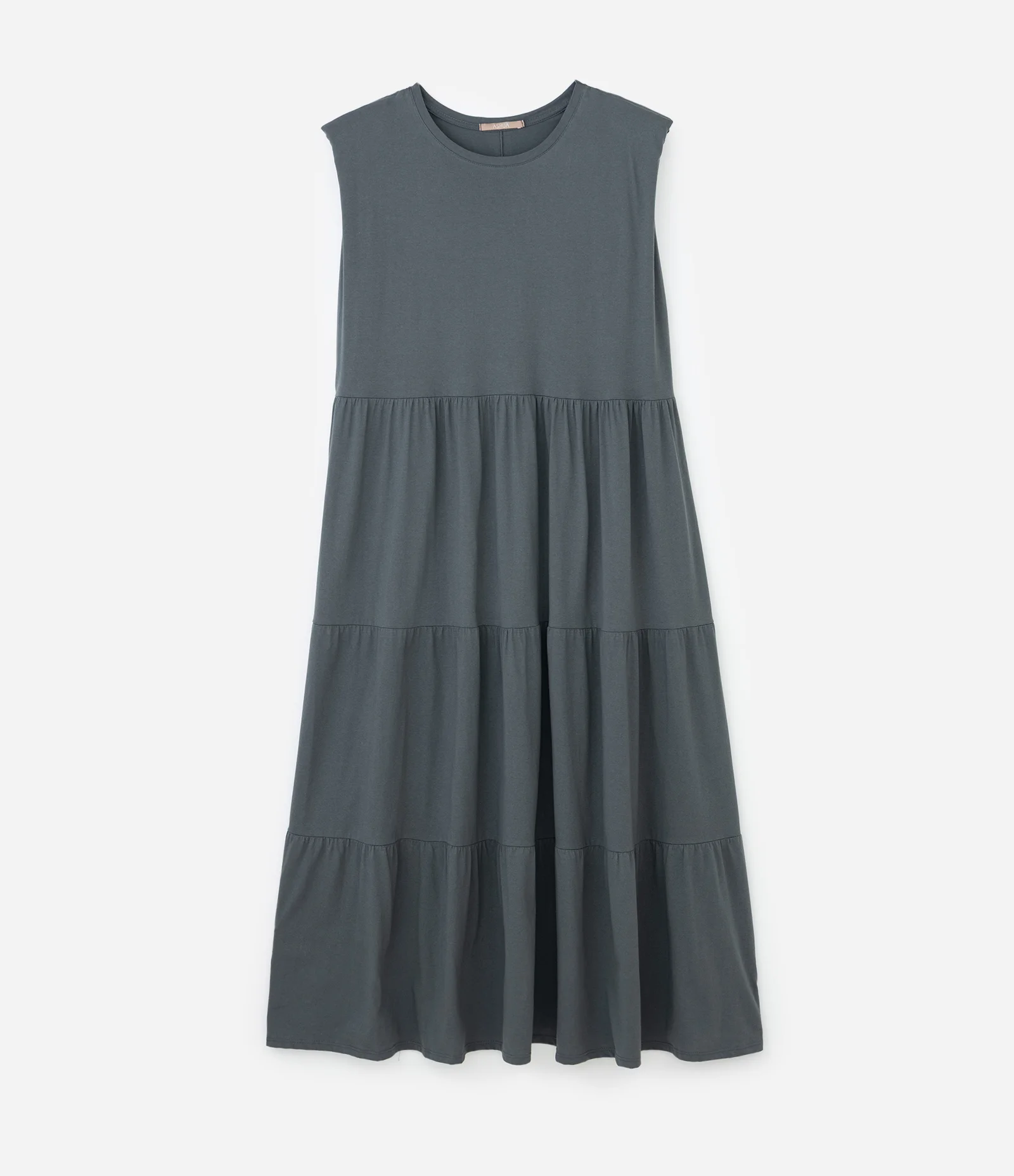 Vestido New Midi em Algodão com Babado Curve e Plus Cinza Escuro 1