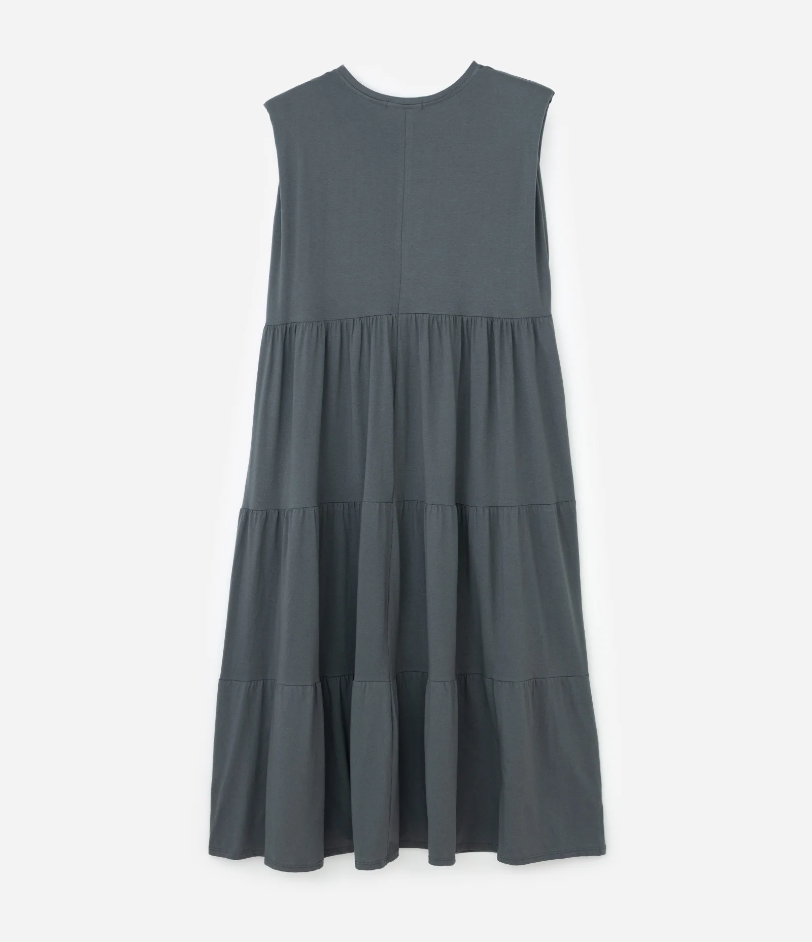 Vestido New Midi em Algodão com Babado Curve e Plus Cinza Escuro 2