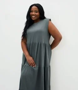 Vestido New Midi em Algodão com Babado Curve e Plus