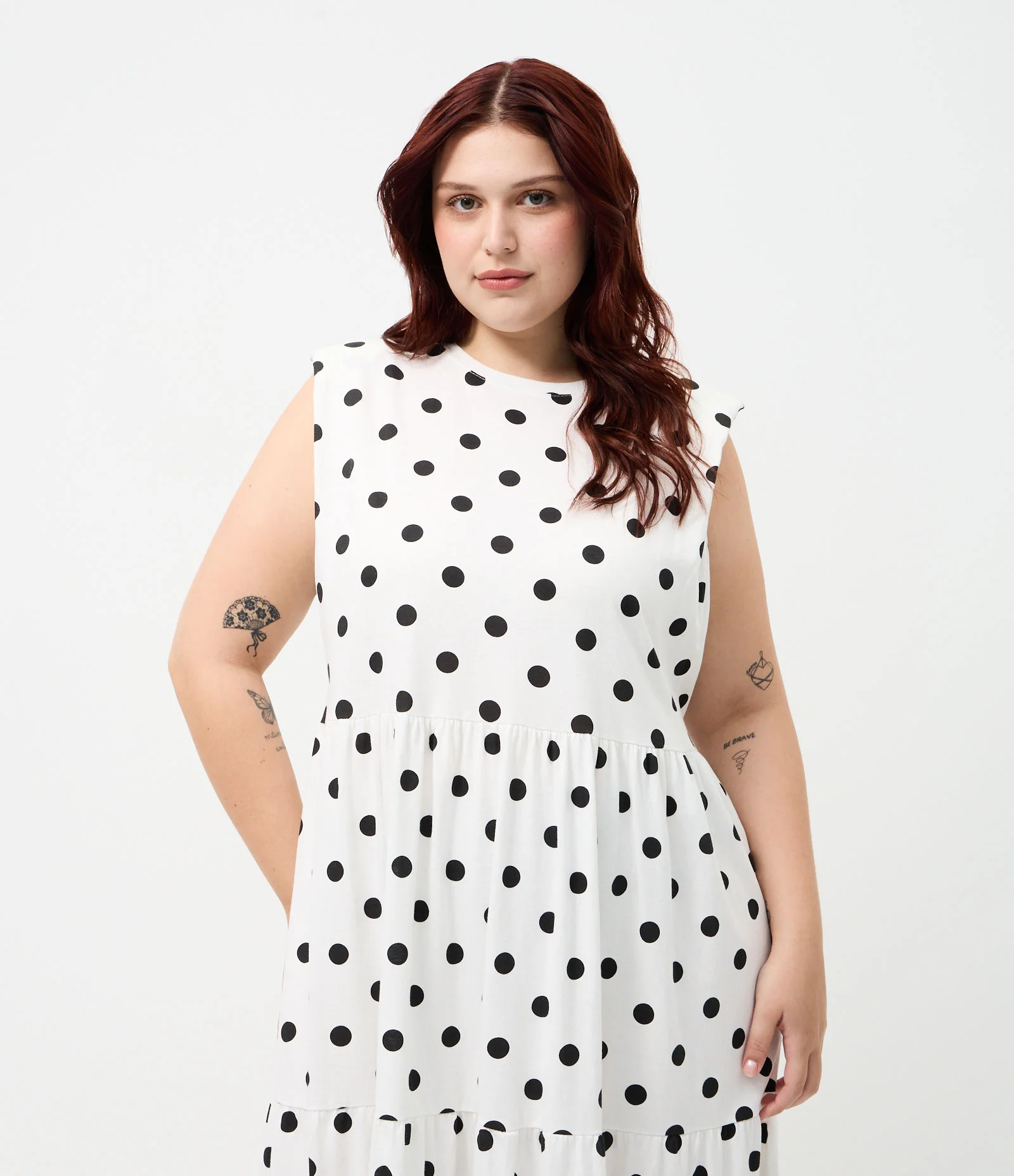 Vestido New Midi em Algodão Poá Curve e Plus Size Off White 2