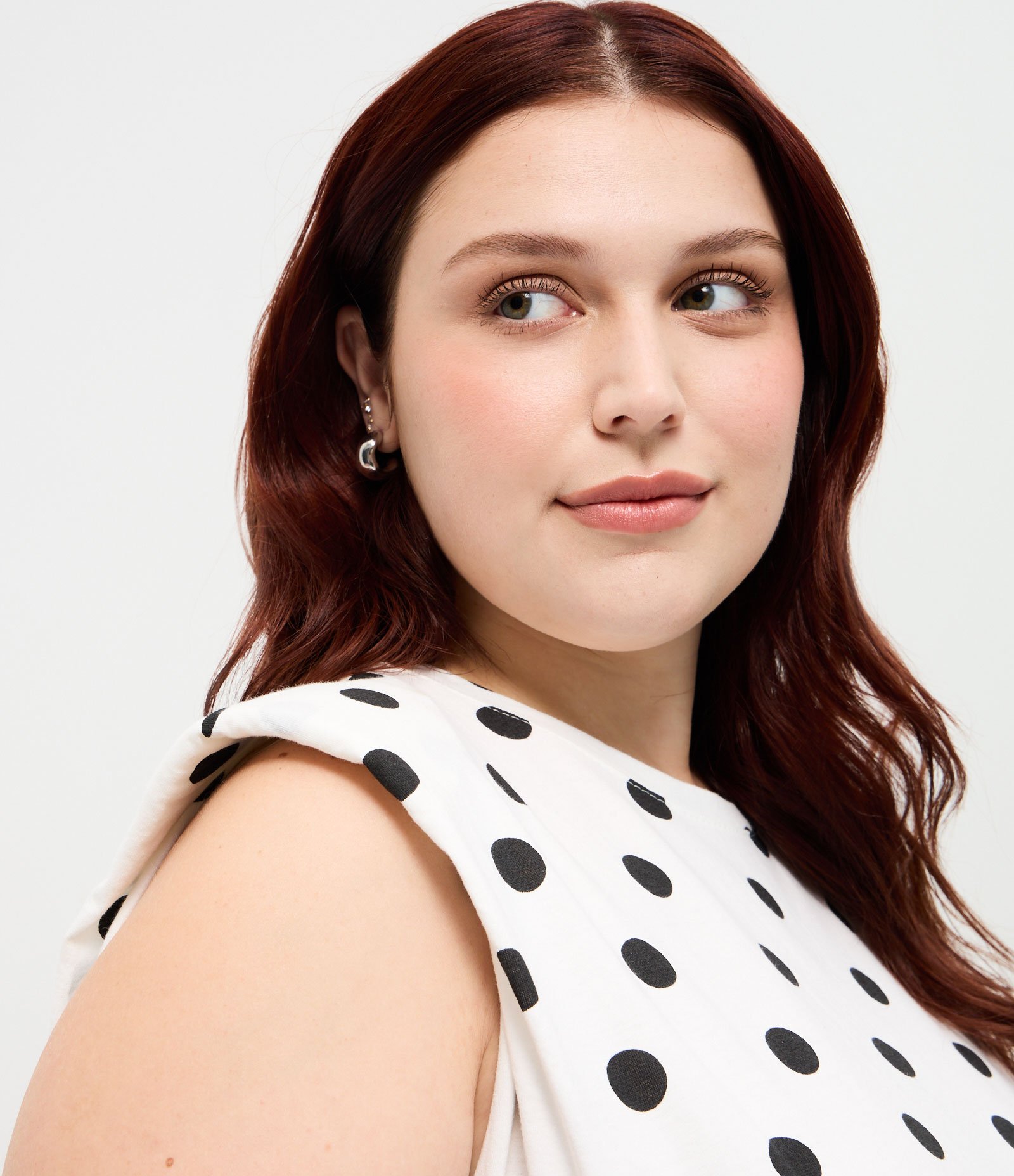 Vestido New Midi em Algodão Poá Curve e Plus Size Off White 3