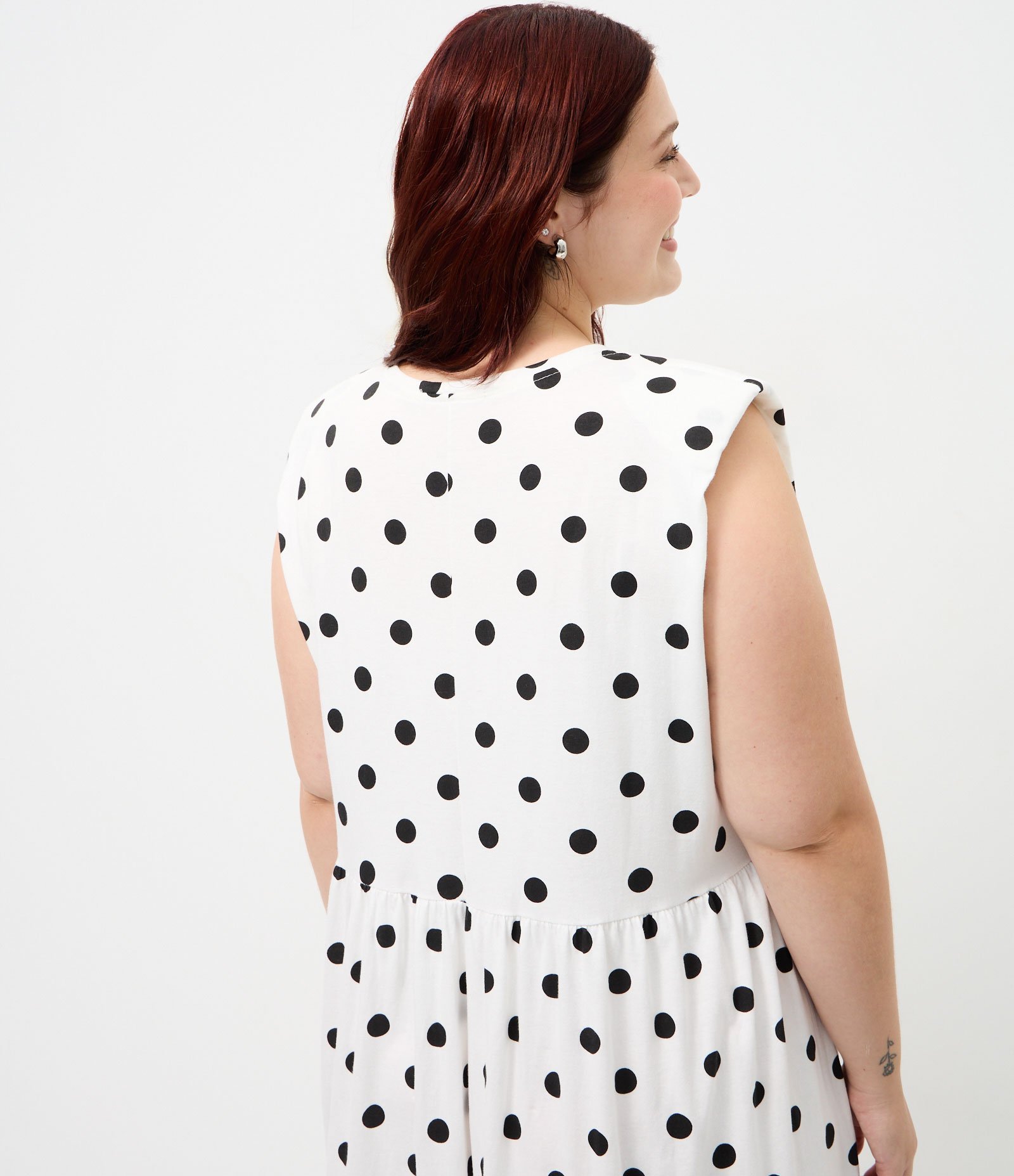 Vestido New Midi em Algodão Poá Curve e Plus Size Off White 4