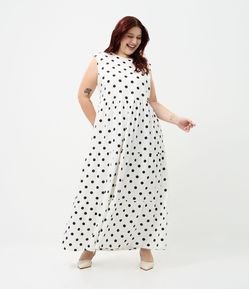 Vestido New Midi em Algodão Poá Curve e Plus Size