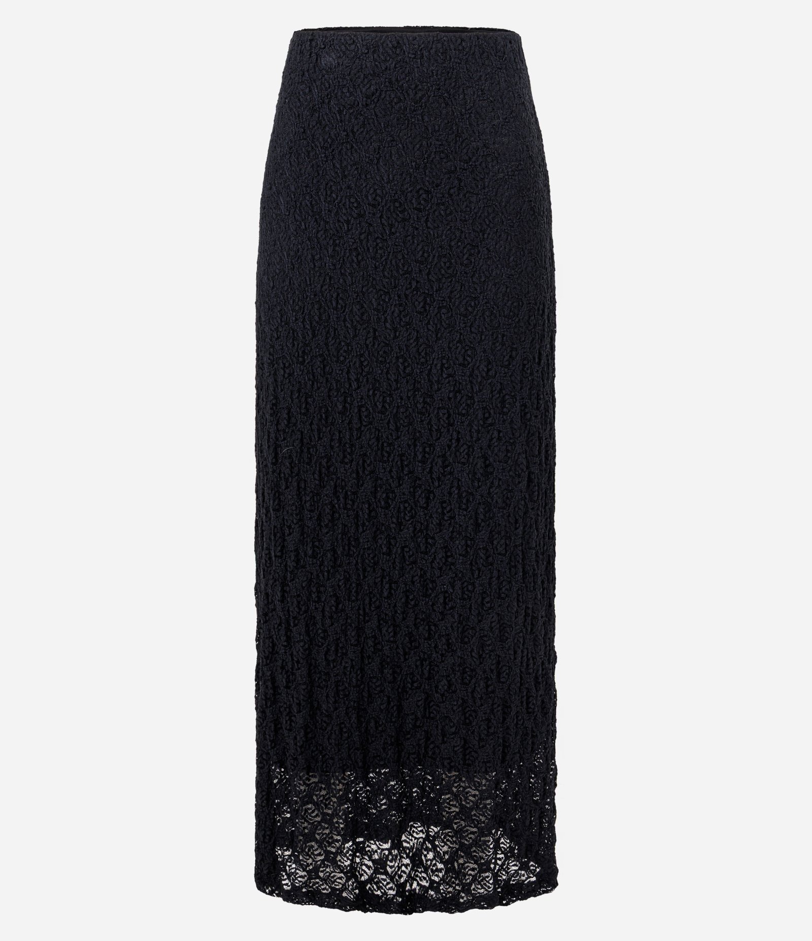 Saia Longa Rendada com Cós Elástico Preto 6