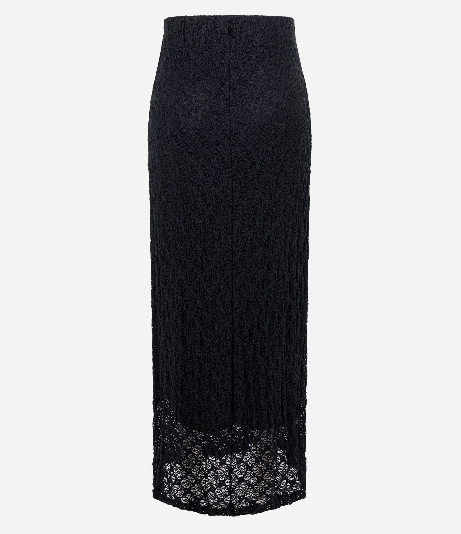 Saia Longa Rendada com Cós Elástico Preto 8