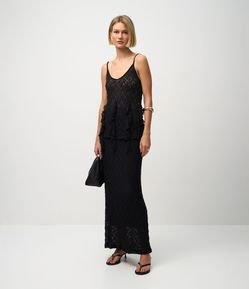 Saia Longa Rendada com Cós Elástico