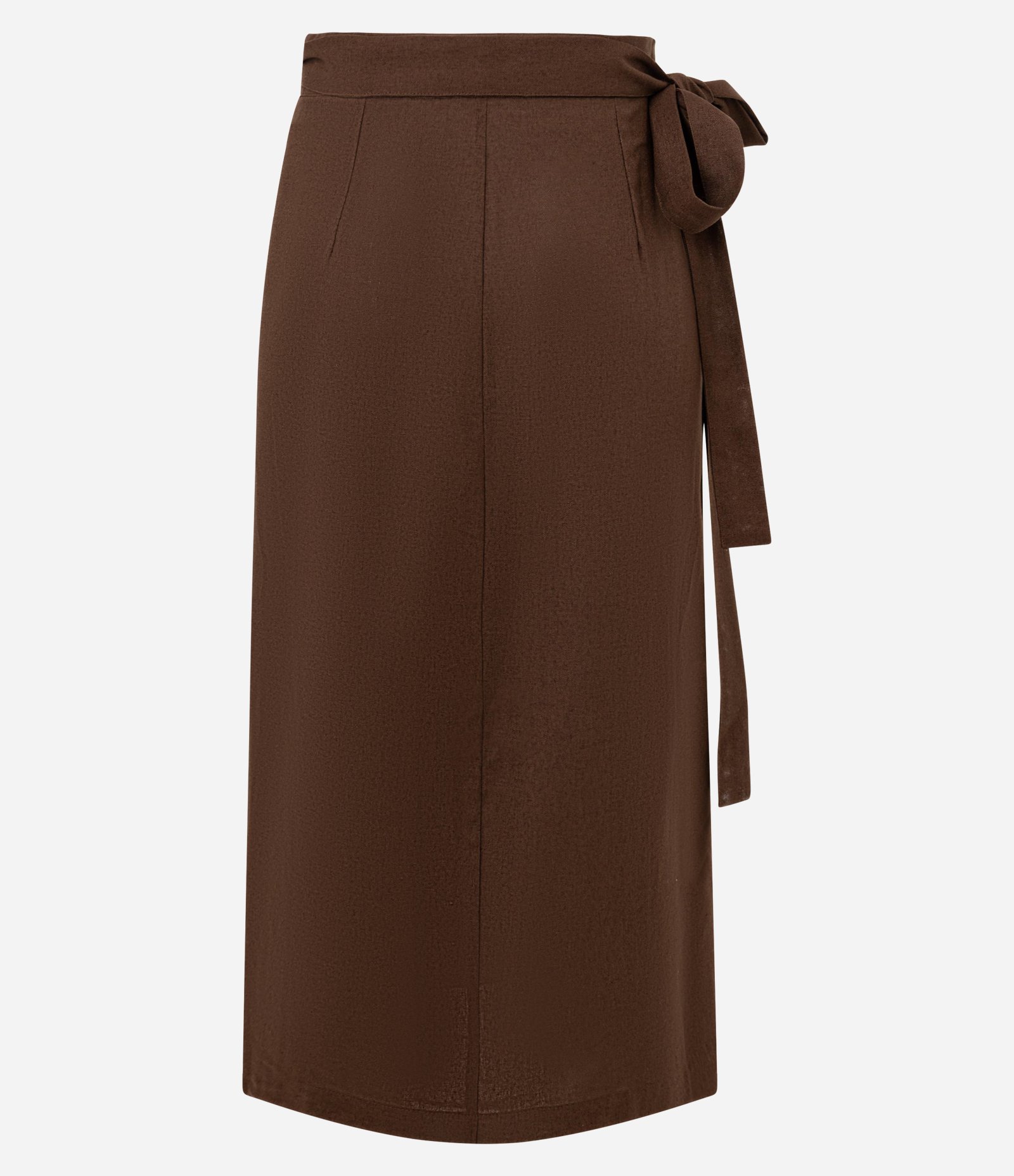 Saia New Midi em Viscolinho com Transpasse Frontal e Amarração Marrom 2