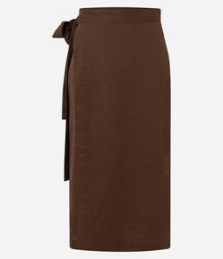 Saia New Midi em Viscolinho com Transpasse Frontal e Amarração