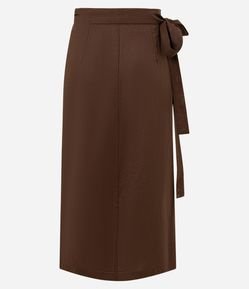 Saia New Midi em Viscolinho com Transpasse Frontal e Amarração