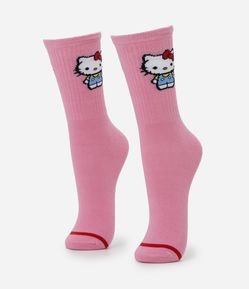 Meia Cano Alto em Algodão com Estampa Hello Kitty