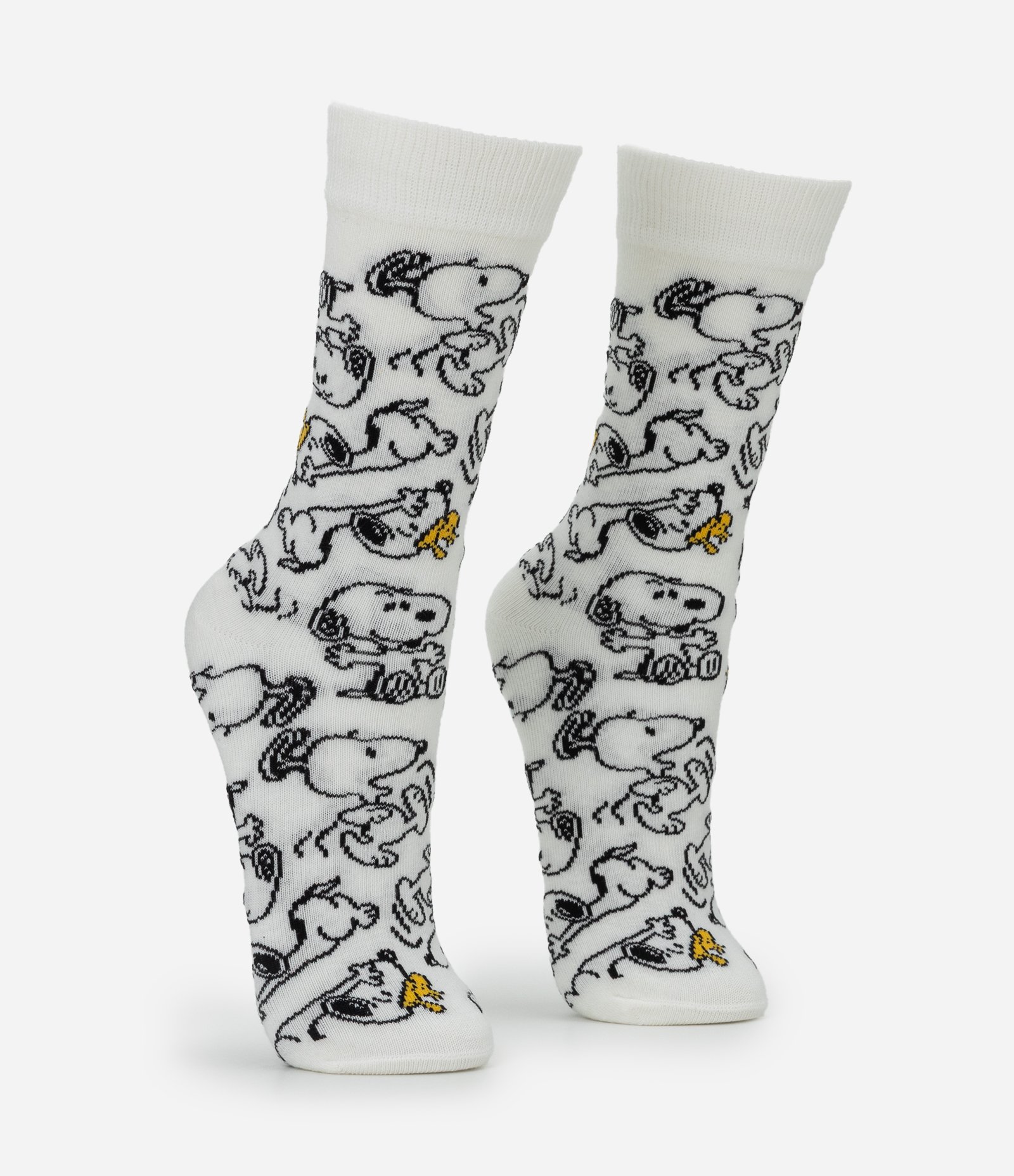 Meia Cano Alto em Algodão com Estampa Snoopy Branco 2