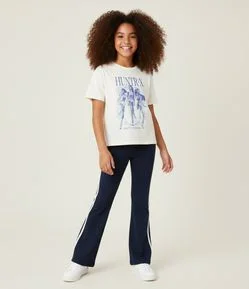 Calça Infantil Flare em Cotton com Listras Laterais – Tam 7 a 16 Anos