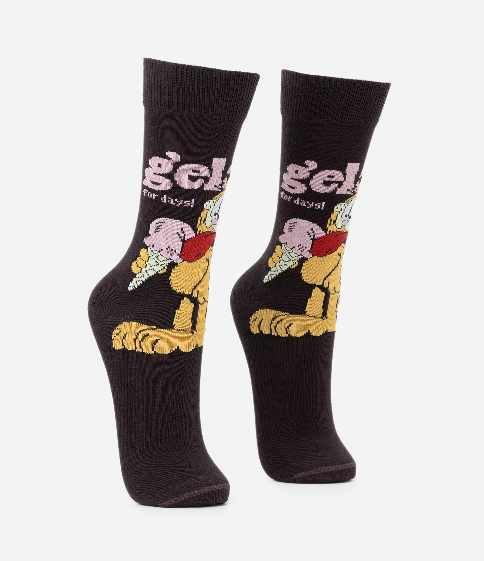 Meia Cano Alto em Algodão com Estampa Garfield Marrom 2