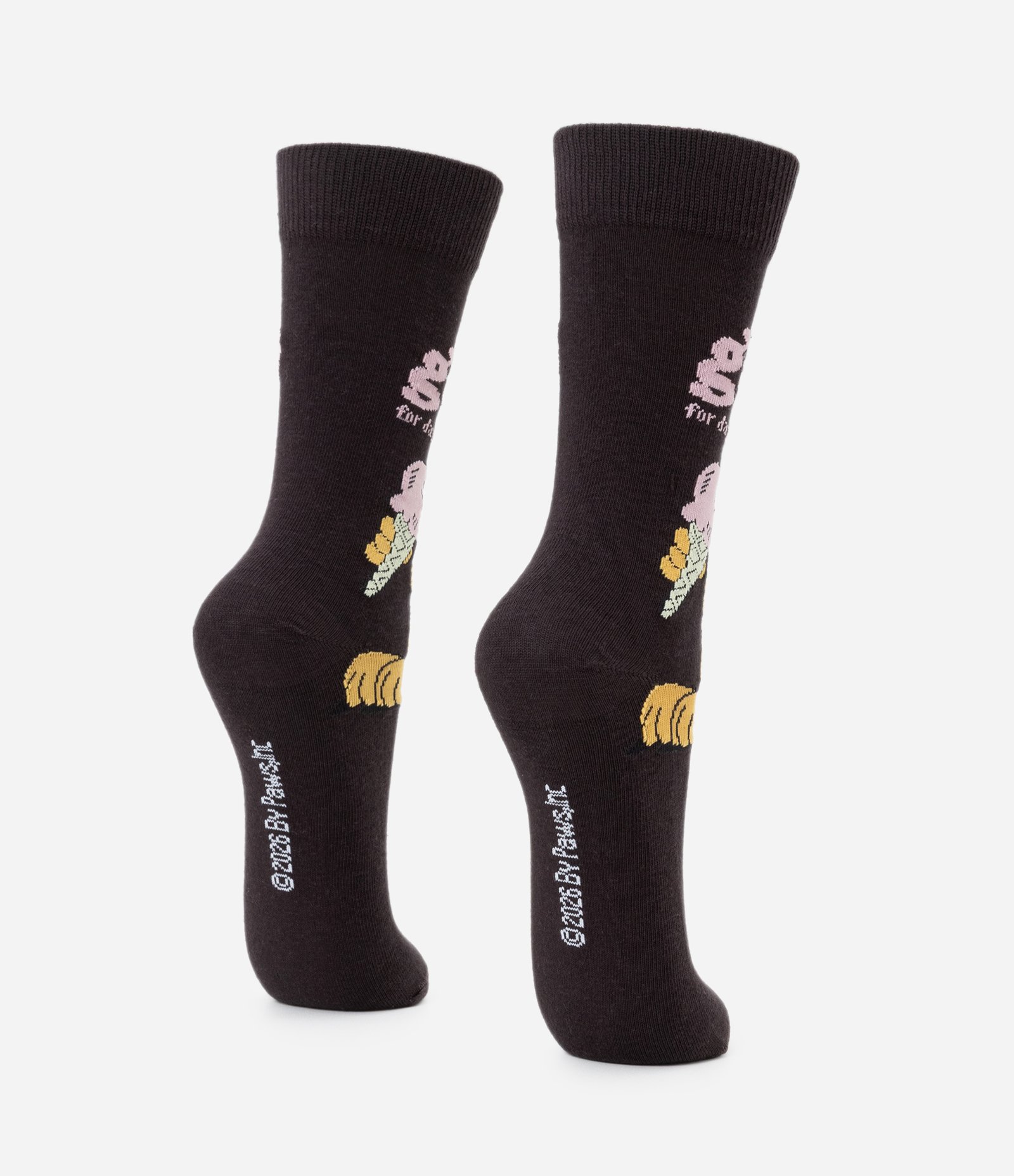 Meia Cano Alto em Algodão com Estampa Garfield Marrom 3