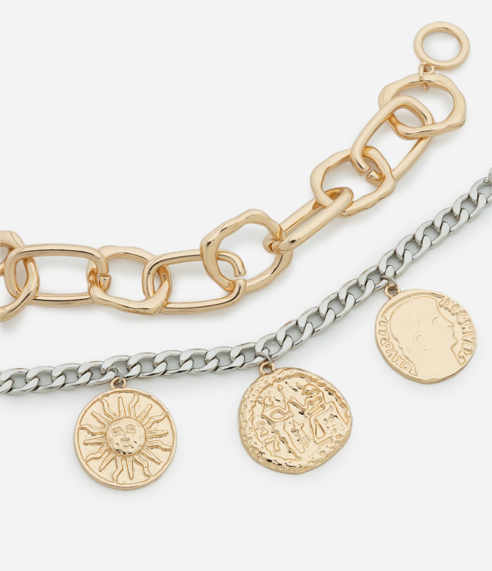 Kit 02 Pulseiras Metalizadas com Pingente de Medalha Multicores 2