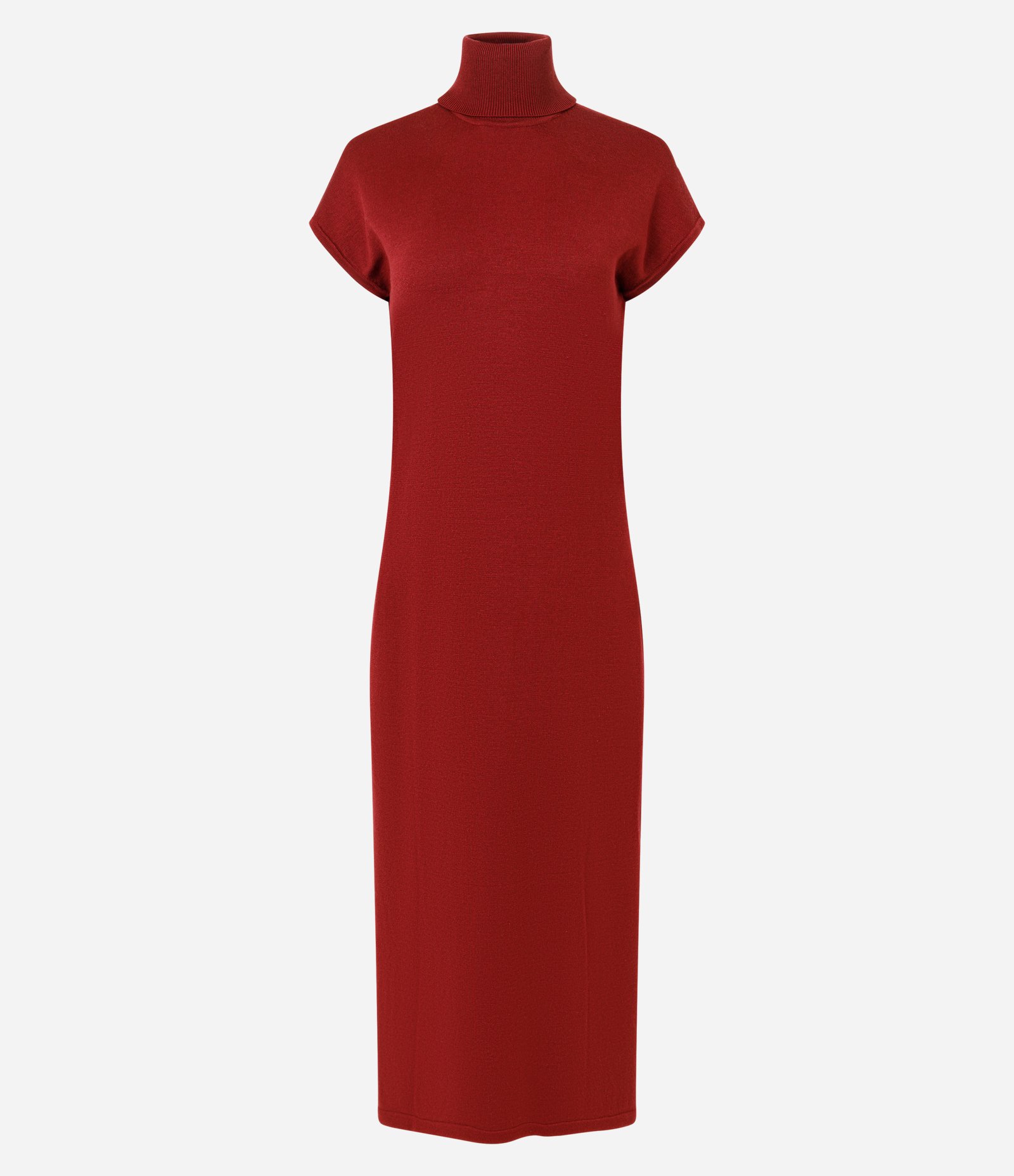 Vestido Midi em Tricô com Gola Alta e Manga Curta Sem Cava Vermelho 2