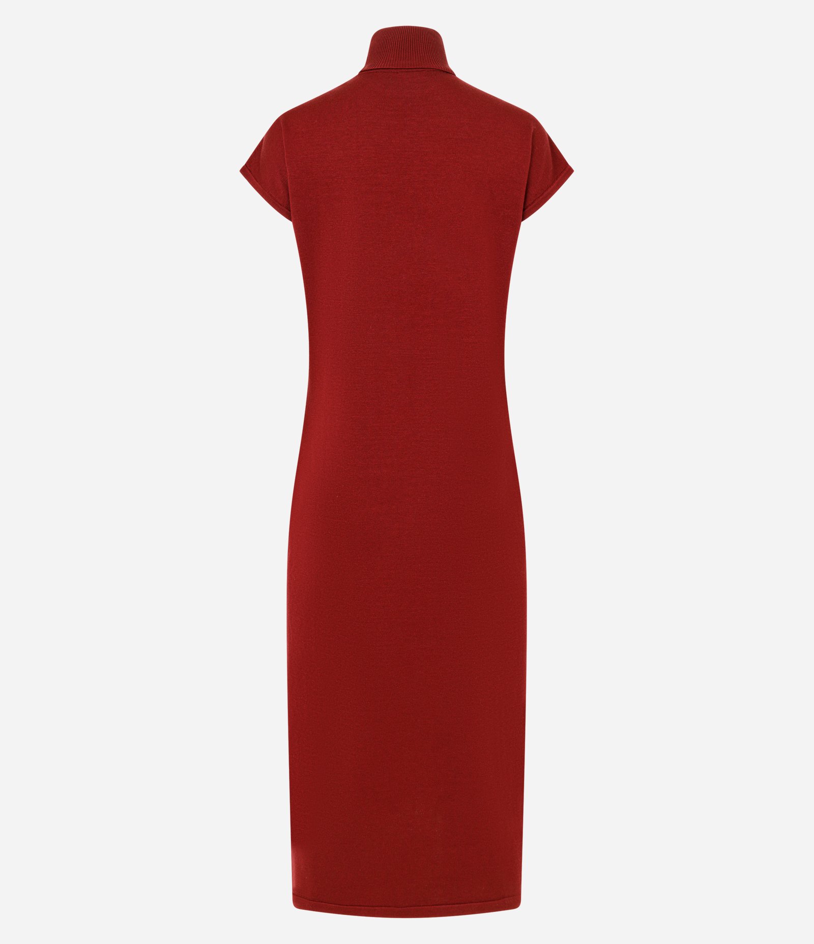 Vestido Midi em Tricô com Gola Alta e Manga Curta Sem Cava Vermelho 3