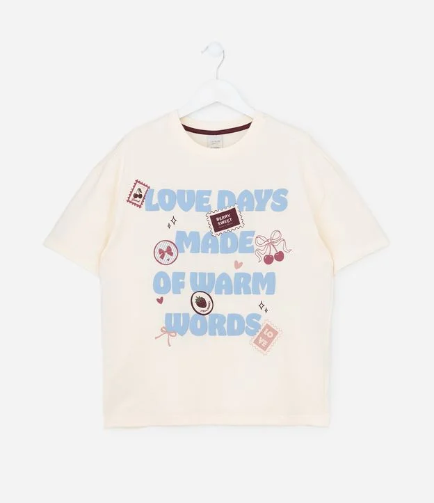 Camiseta Infantil Over com Estampa Love Days – Tam 7 a 14 Anos