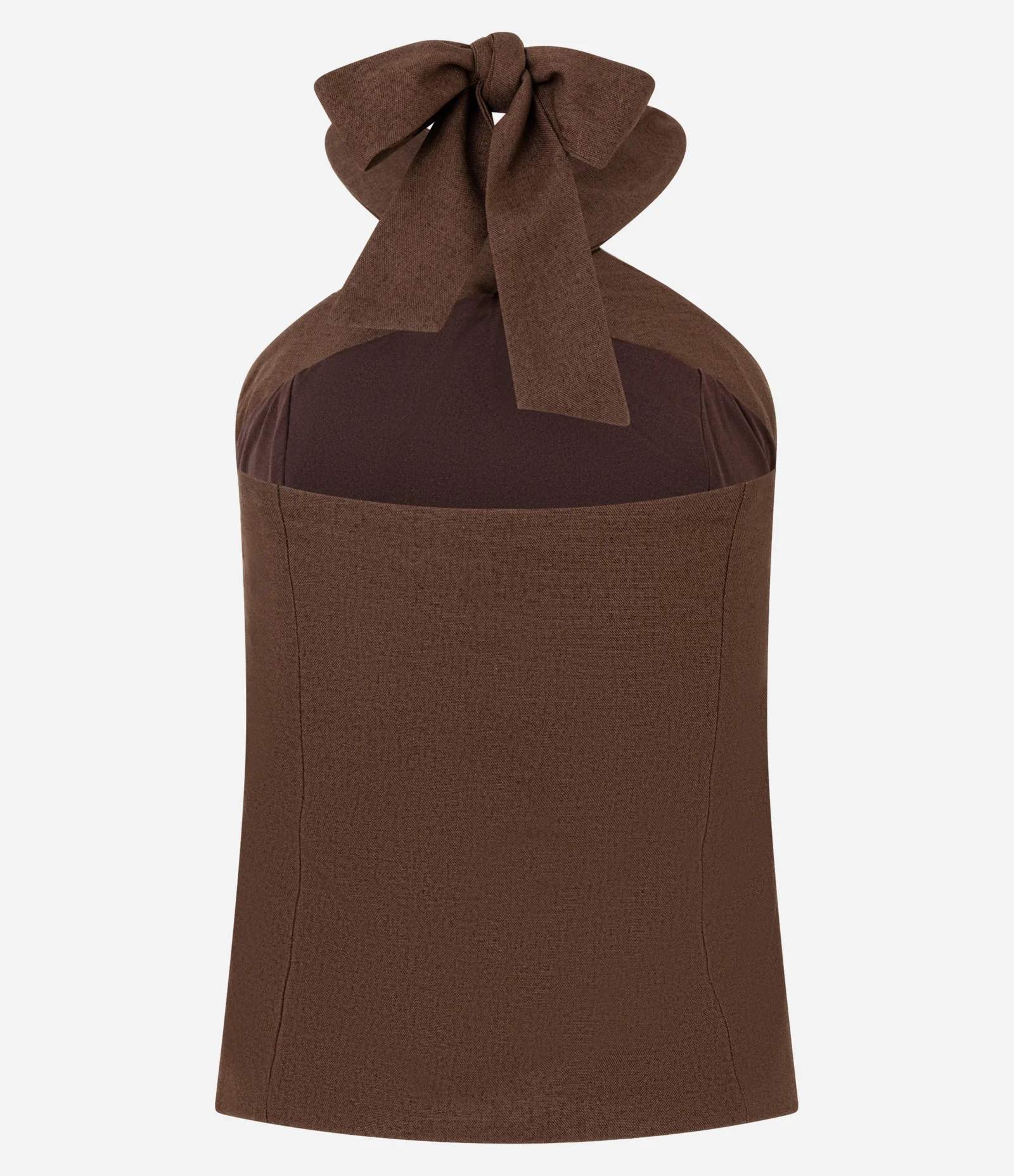 Blusa Frente Única em Viscolinho com Amarração nas Costas Marrom 2