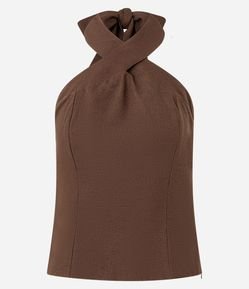 Blusa Frente Única em Viscolinho com Amarração nas Costas