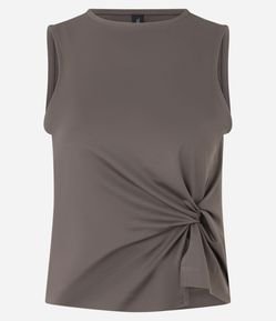 Blusa Regular em Helanca com Decote Canoa e Torção Lateral