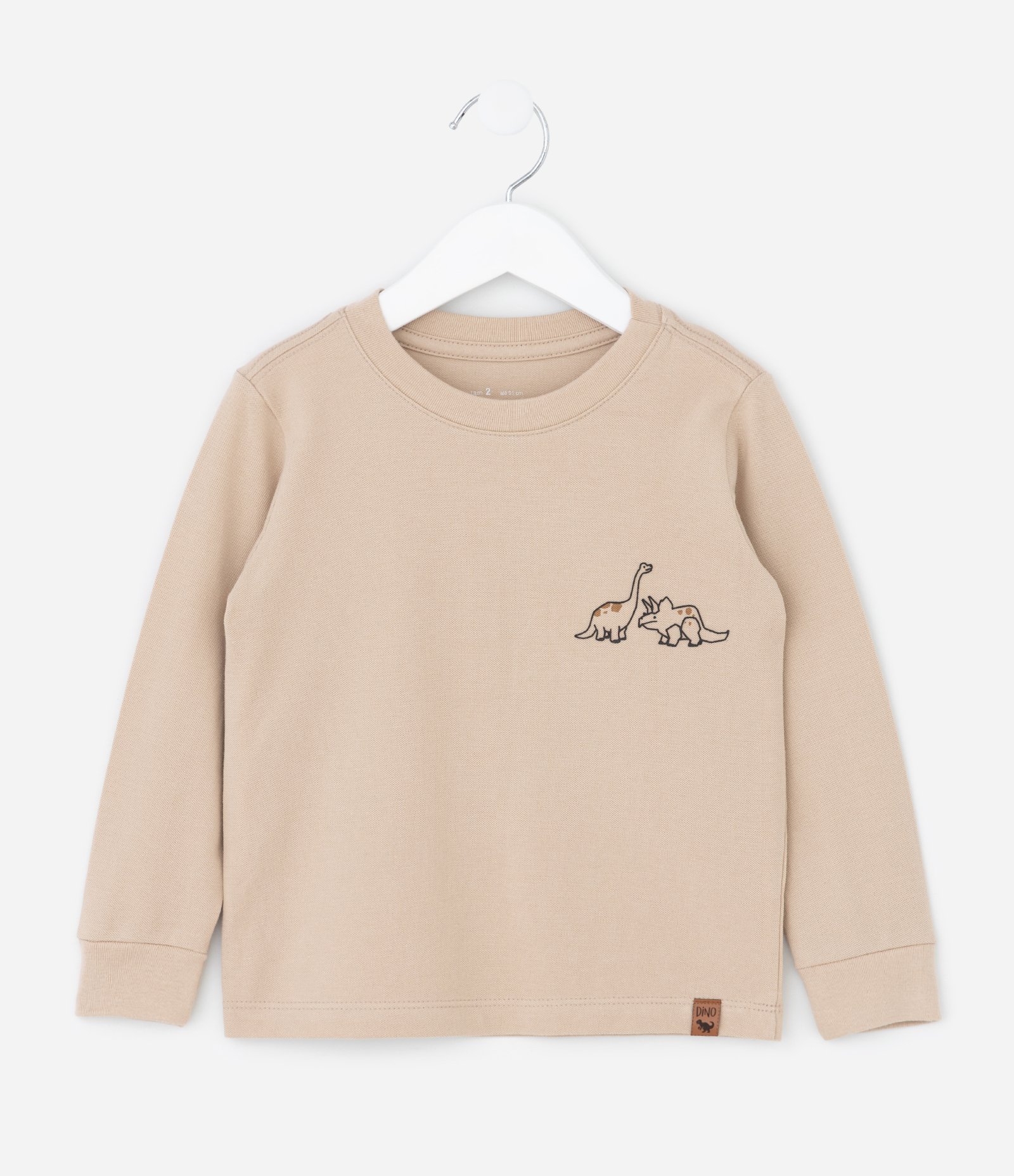 Camiseta Infantil em Piquet com Dinossauros – Tam 1 a 5/6 Anos Bege 1