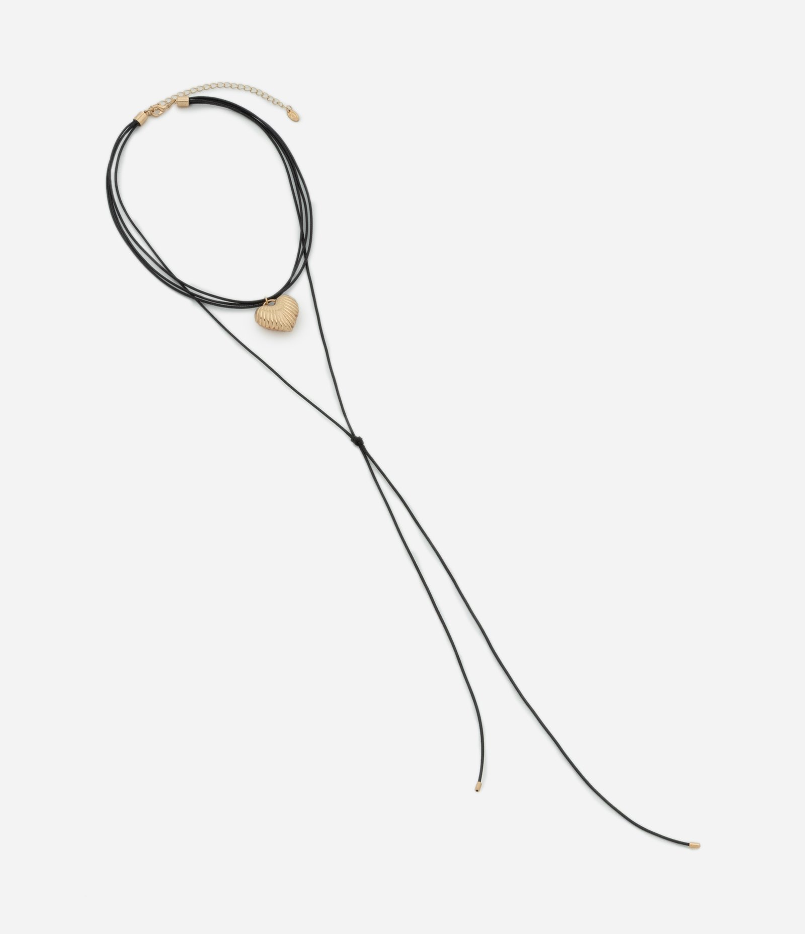 Colar em Camadas com Pingente Coração Texturizado Dourado 2