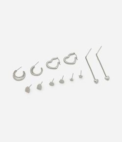 Kit 06 Brincos Metalizados Pequenos com Diferentes Formatos