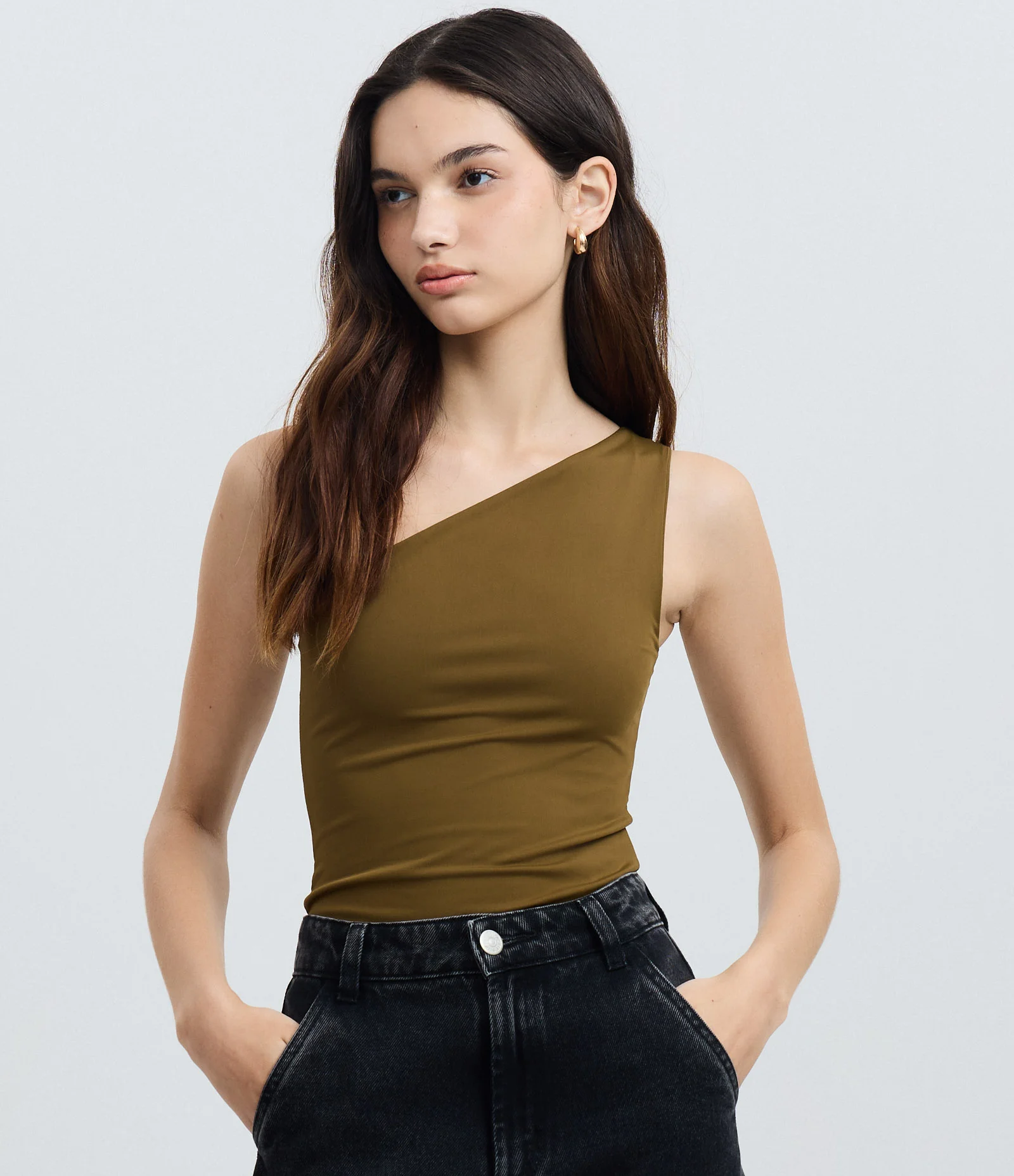 Body Ombro Único em Microfibra Verde 1