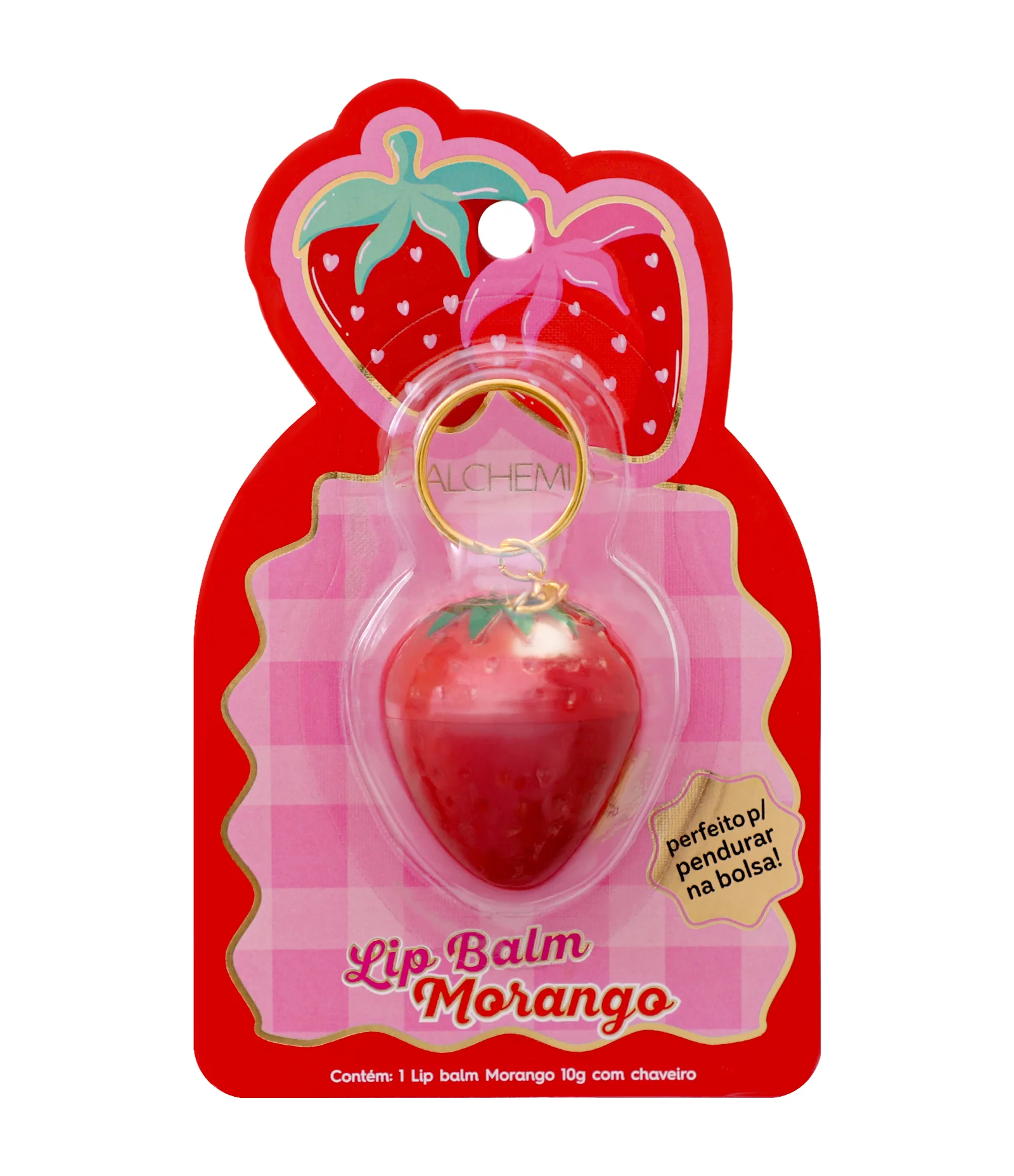 Lip Balm com Case Morango com Chaveiro Alchemia Morango 1