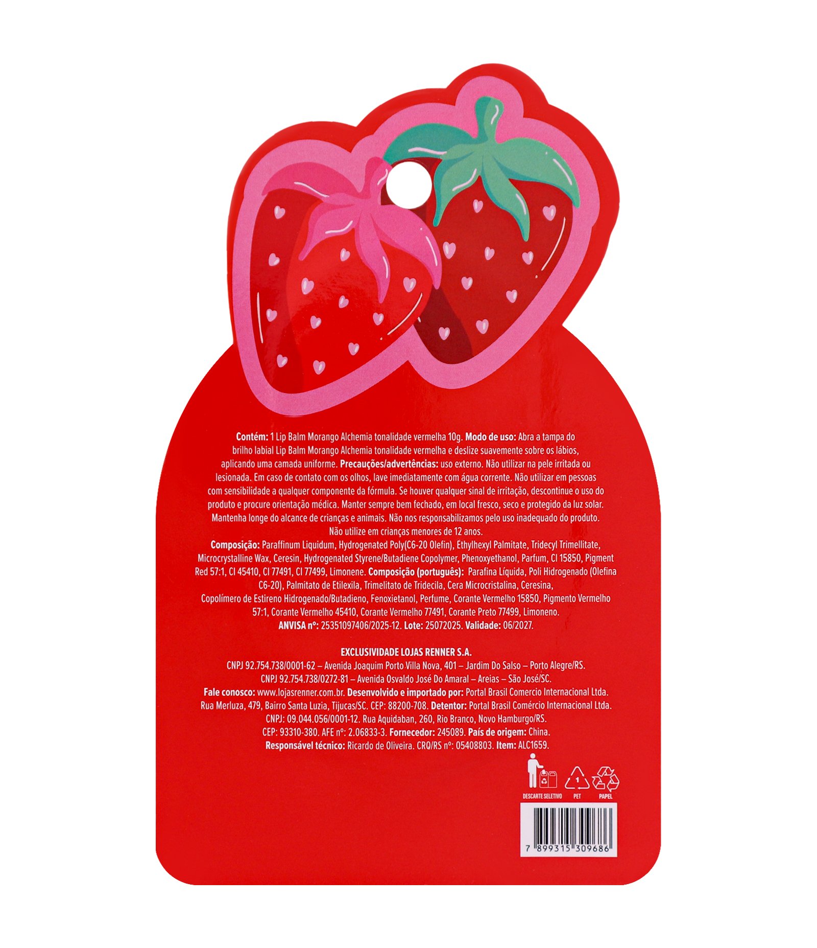 Lip Balm com Case Morango com Chaveiro Alchemia Morango 2