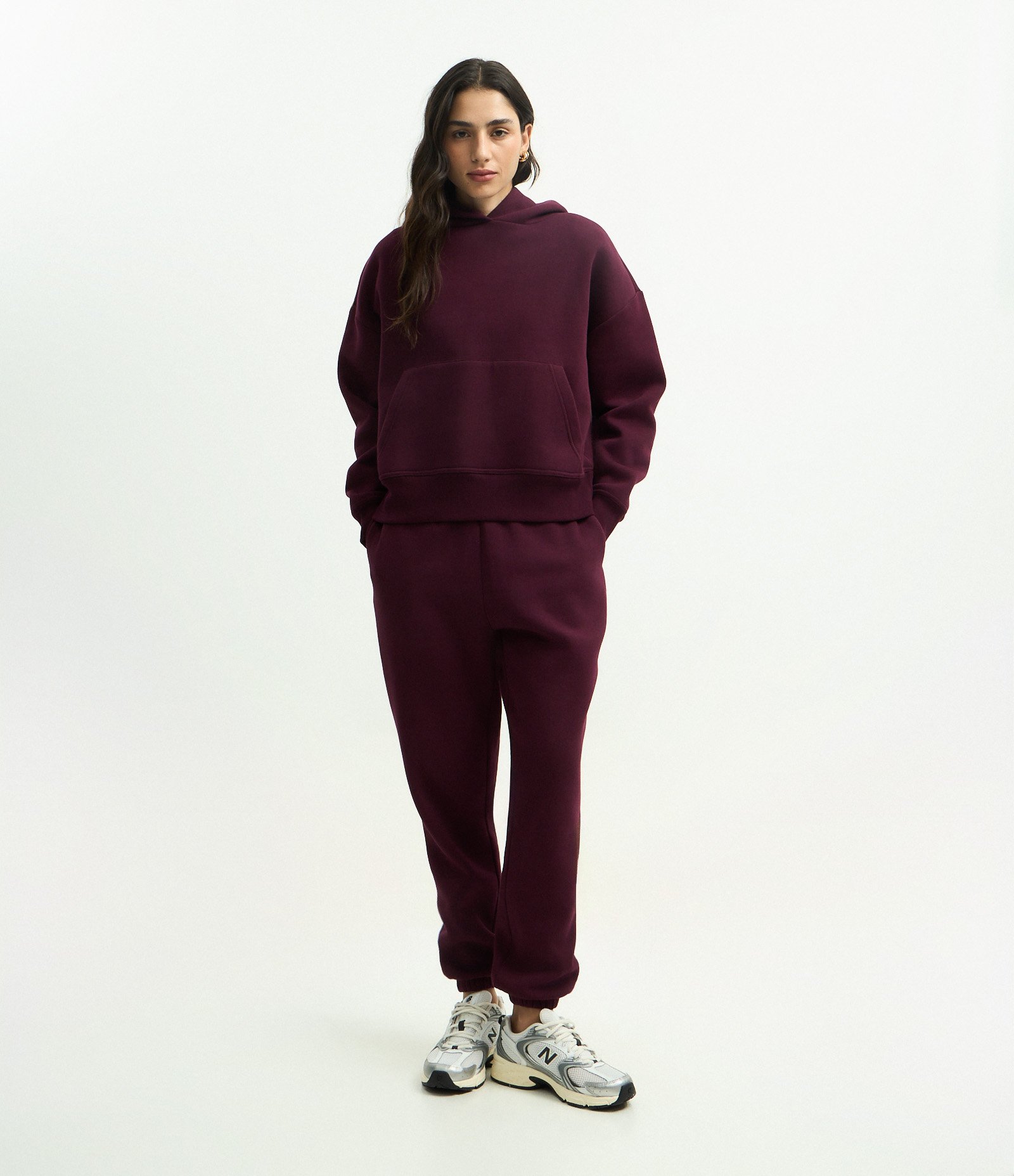 Calça Jogger em Moletom com Cós com Elástico Bordô 1