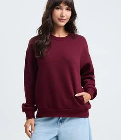 Blusão Básico Fechado em Moletom com Felpa