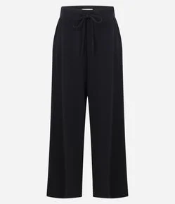 Calça Reta Moletom com Amarração no Cós