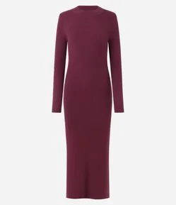 Vestido Long Midi em Tricô com Mangas Longas