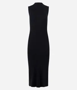 Vestido Long Midi em Tricô com Gola Alta