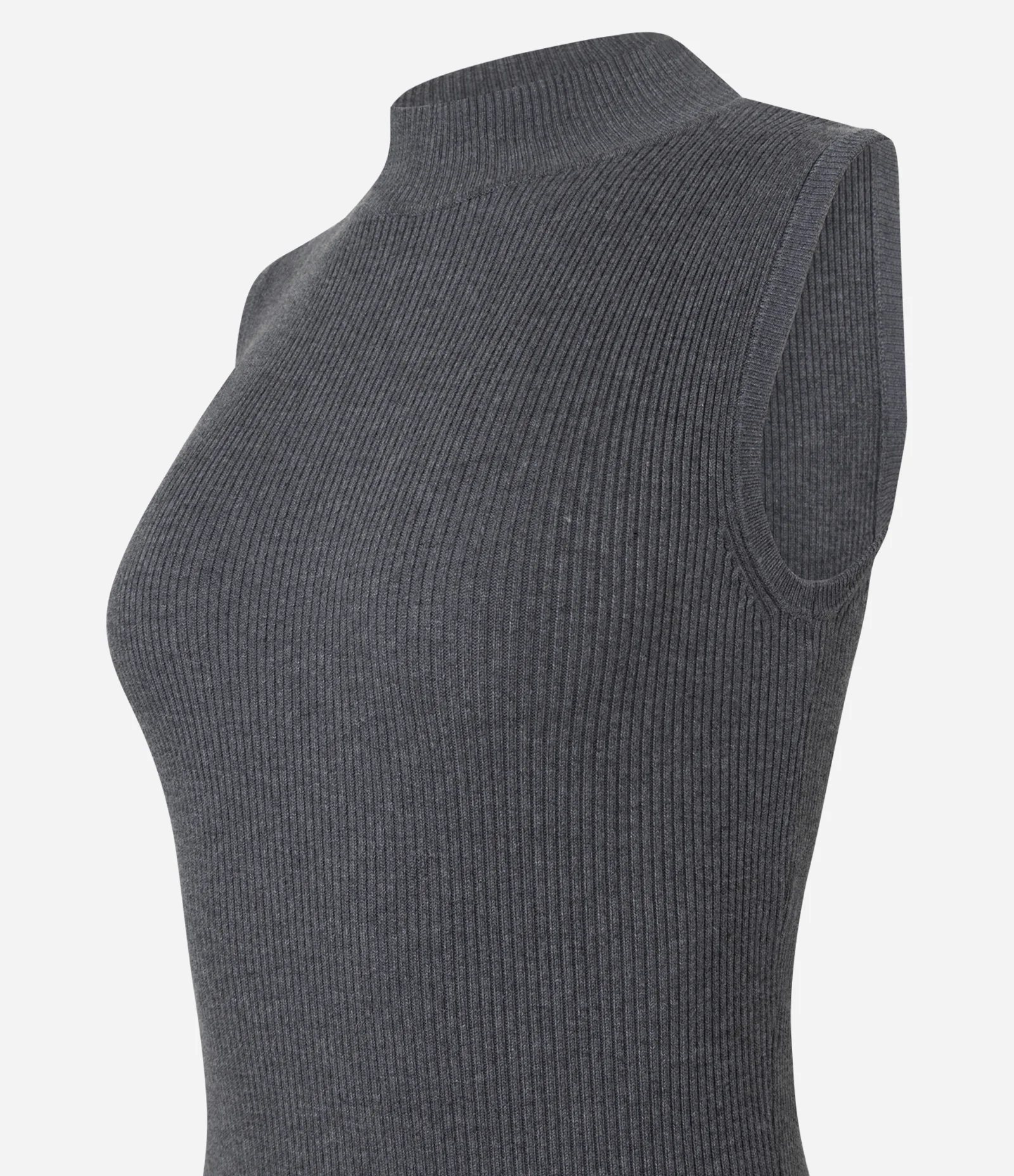 Vestido Long Midi em Tricô com Gola Alta Cinza 2