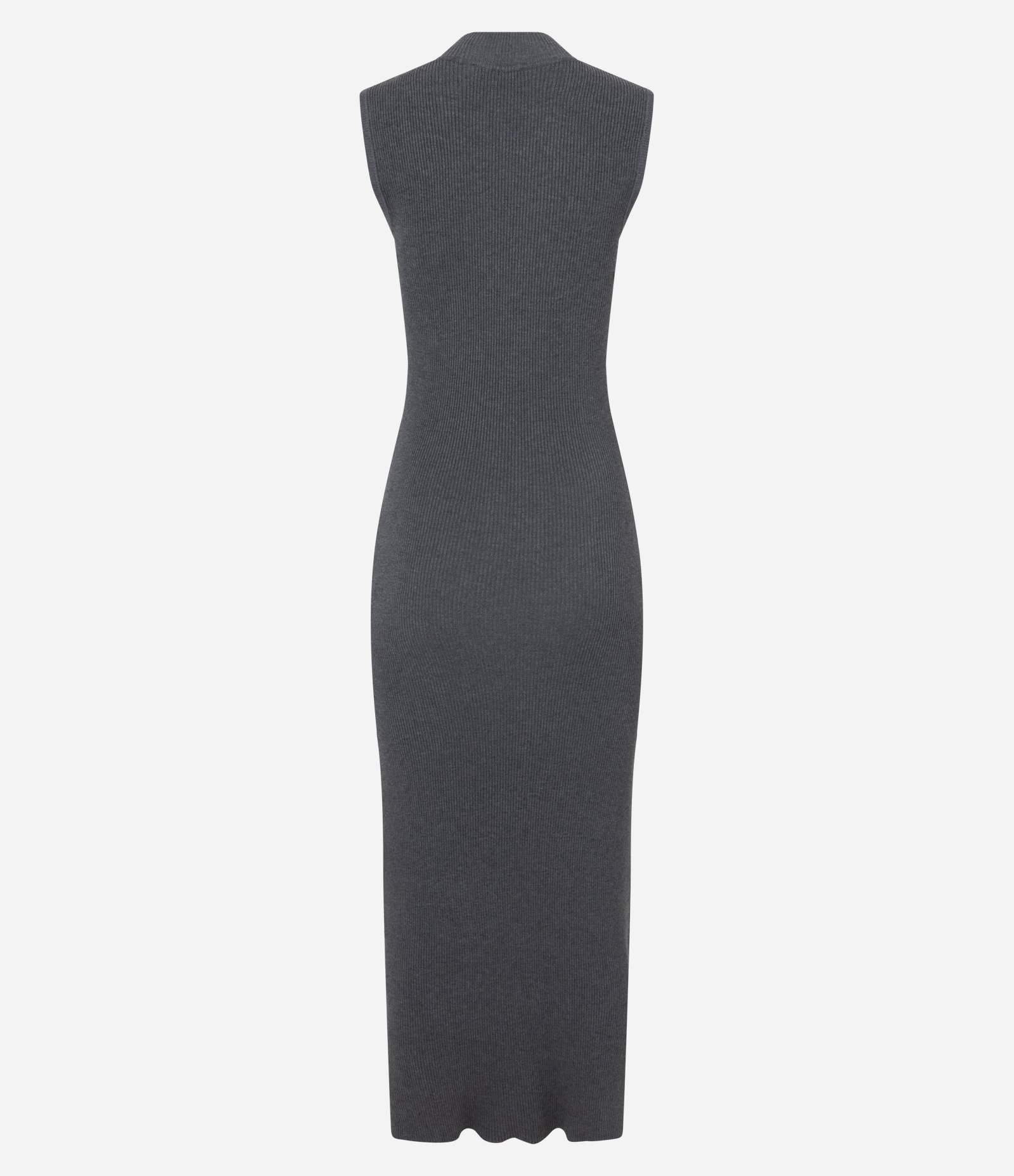 Vestido Long Midi em Tricô com Gola Alta Cinza 3