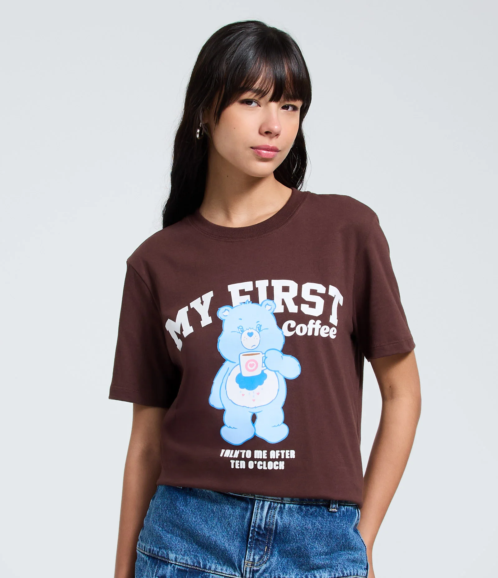 Camiseta em Algodão com Estampa Ursinhos Carinhosos Marrom 1