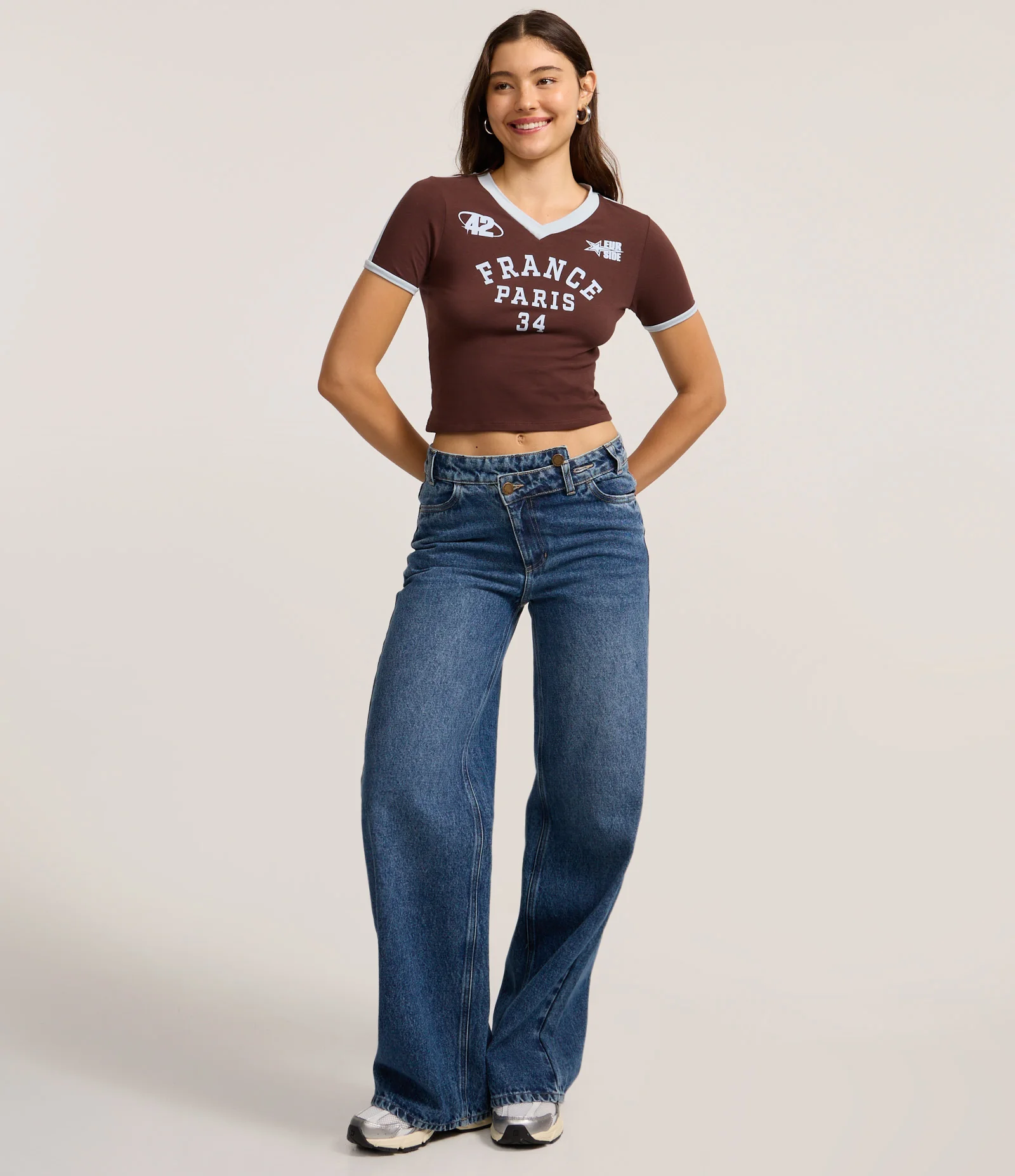 Camiseta New T-shirt com Lettering France Paris Marrom 2