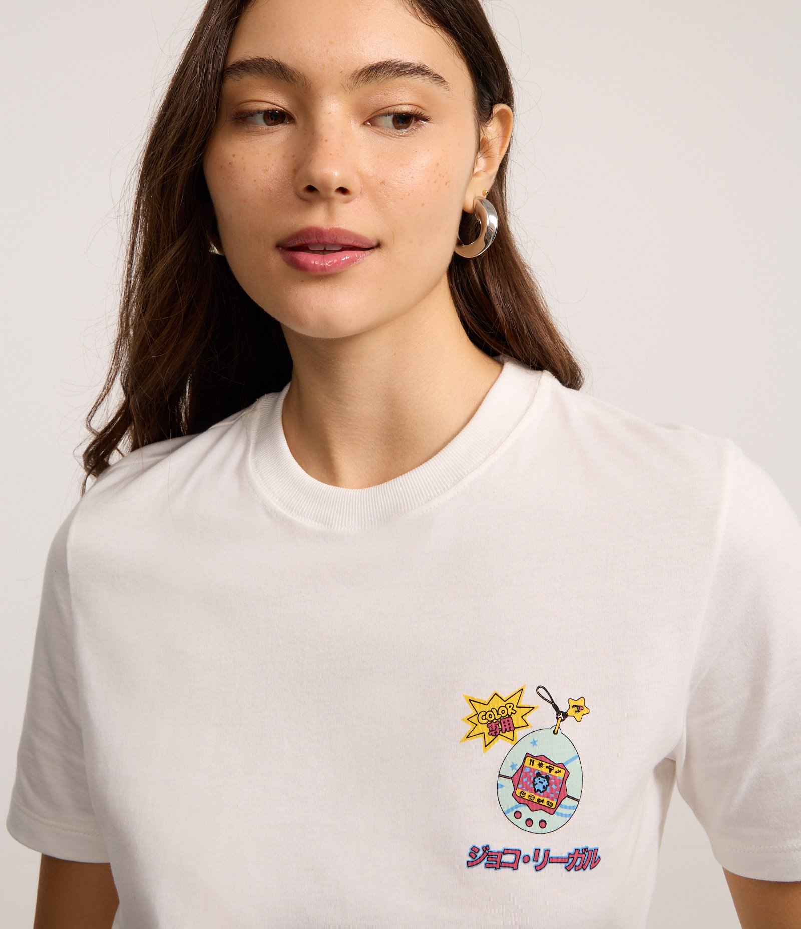 Camiseta em Algodão com Estampa Tamagochi Branco 4