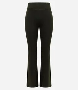 Calça Flare em Microfibra com Cós Largo